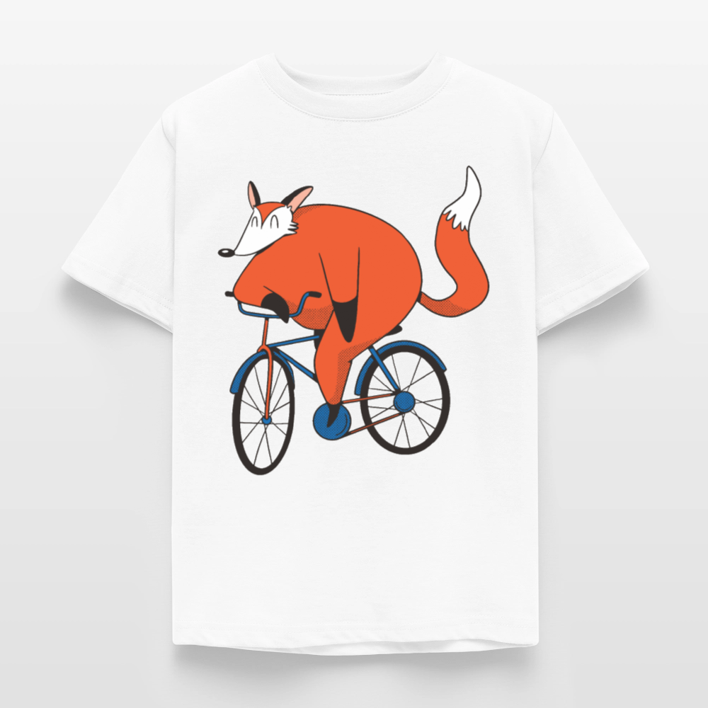 Kinder T-Shirt "Fuchs mit Fahrrad" - Weiß
