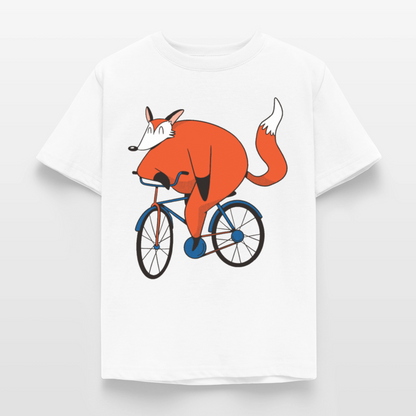 Kinder T-Shirt "Fuchs mit Fahrrad" - Weiß
