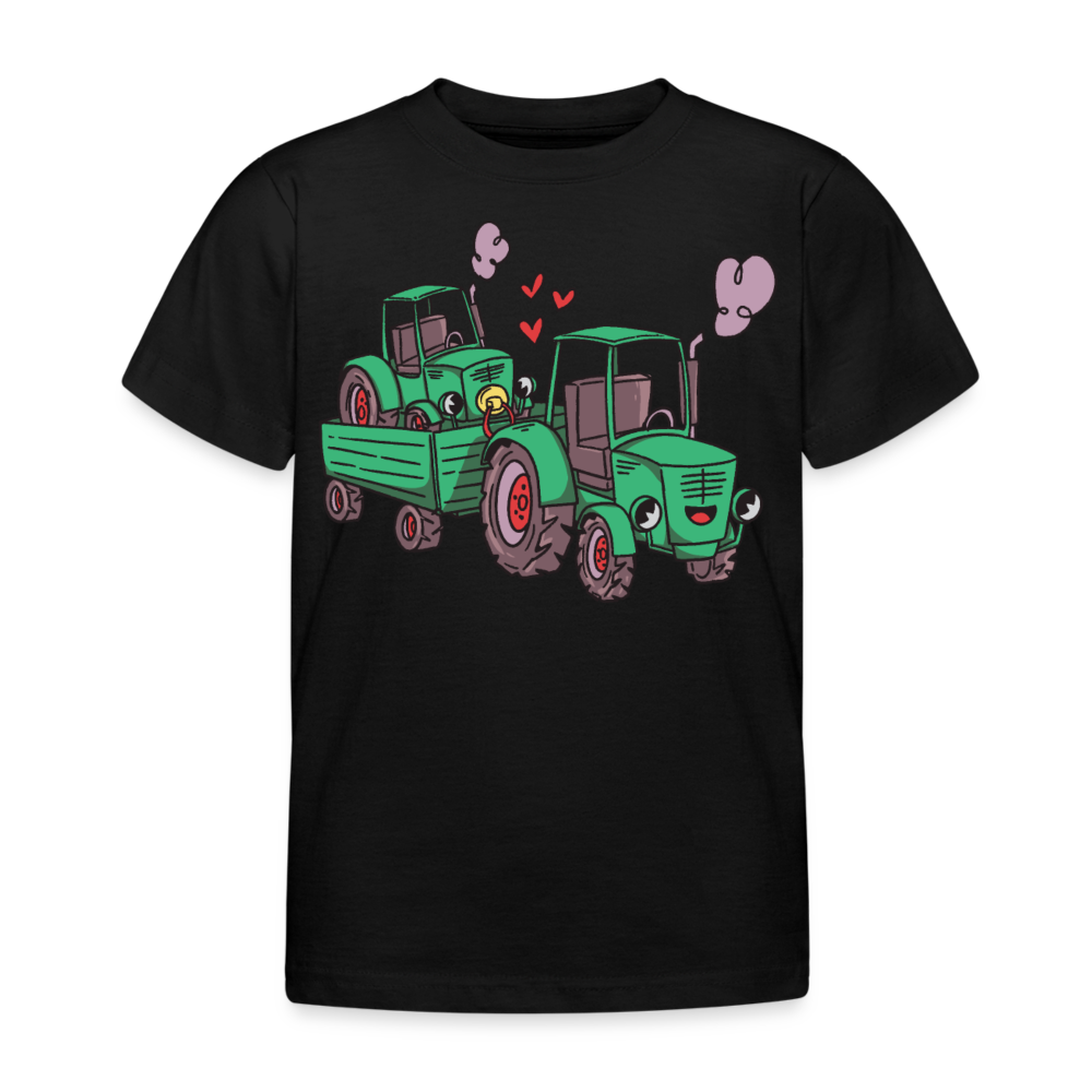 Kinder T-Shirt "Traktor-Familie" - Schwarz