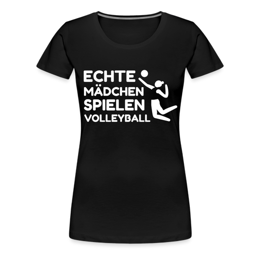 Frauen T-Shirt "Echte Mädchen spielen Volleyball" - Schwarz