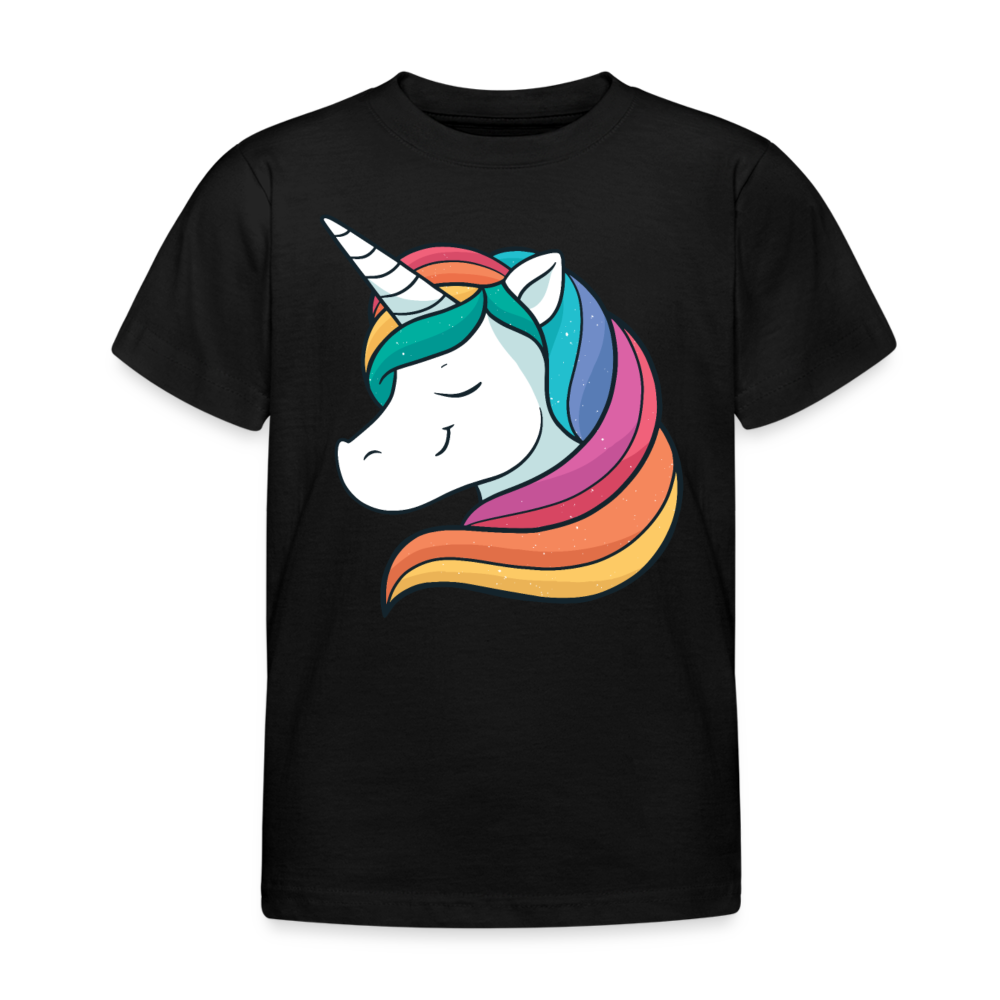 Kinder T-Shirt "Glückliches Einhorn" - Schwarz