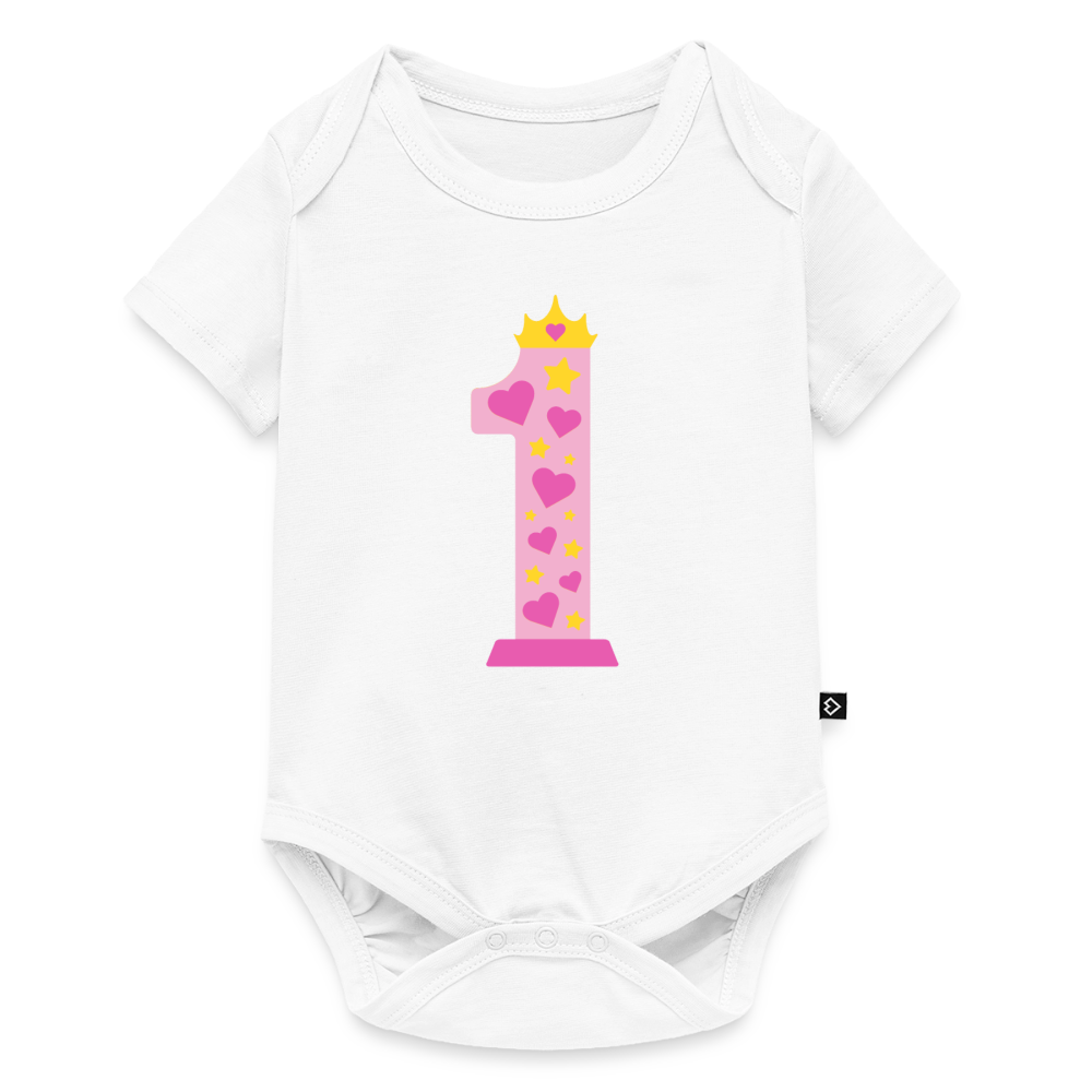 Baby Bio-Kurzarm-Body "1 mit Krone" - Weiß