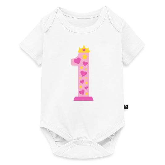 Baby Bio-Kurzarm-Body "1 mit Krone" - Weiß