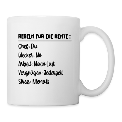 Tasse "Regeln für die Rente" - Weiß