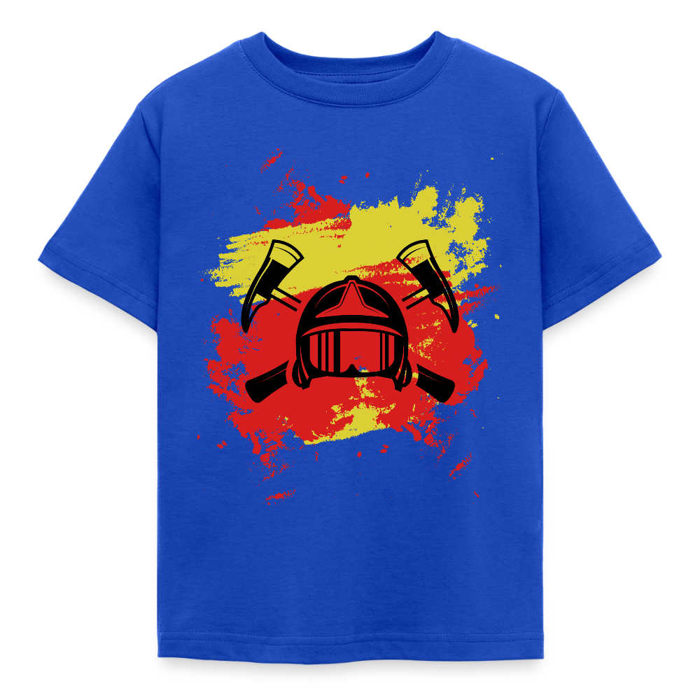 Kinder T-Shirt "Cooles Feuerwehrhelm Design" - Royalblau