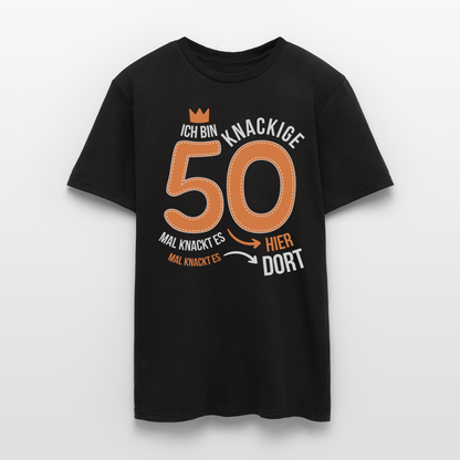 Männer T-Shirt "Ich bin knackige 50" - Schwarz