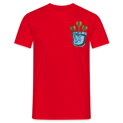 Männer T-Shirt "Dartpfeile in Brusttaschen-Optik" - Rot