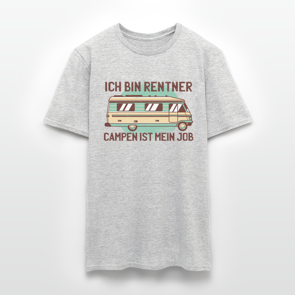 Männer T-Shirt "Ich bin Rentner - Campen ist mein Job" - Grau meliert