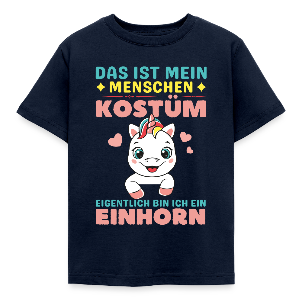 Kinder T-Shirt "Das ist mein Menschen Kostüm, eigentlich bin ich ein Einhorn" - Navy