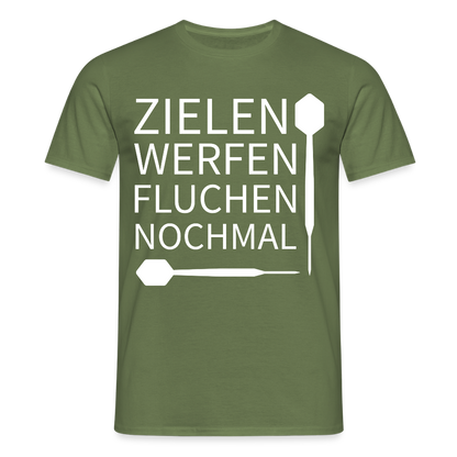 Männer T-Shirt "Zielen Werfen Fluchen Nochmal" - Militärgrün