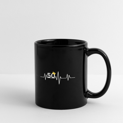 Tasse "50 mit gelber Krone" - Schwarz
