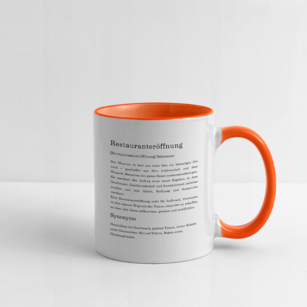 Tasse "Restauranteröffnung" (Definition) - Weiß/Orange