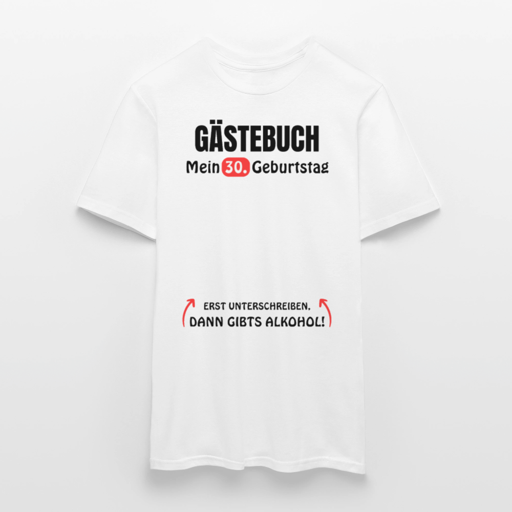 Gästebuch T-Shirt "30. Geburtstag" für Männer - Weiß