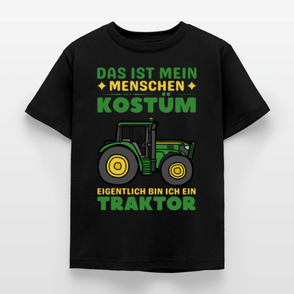 Kinder T-Shirt "Das ist mein Menschen Kostüm, eigentlich bin ich ein Traktor" - Schwarz