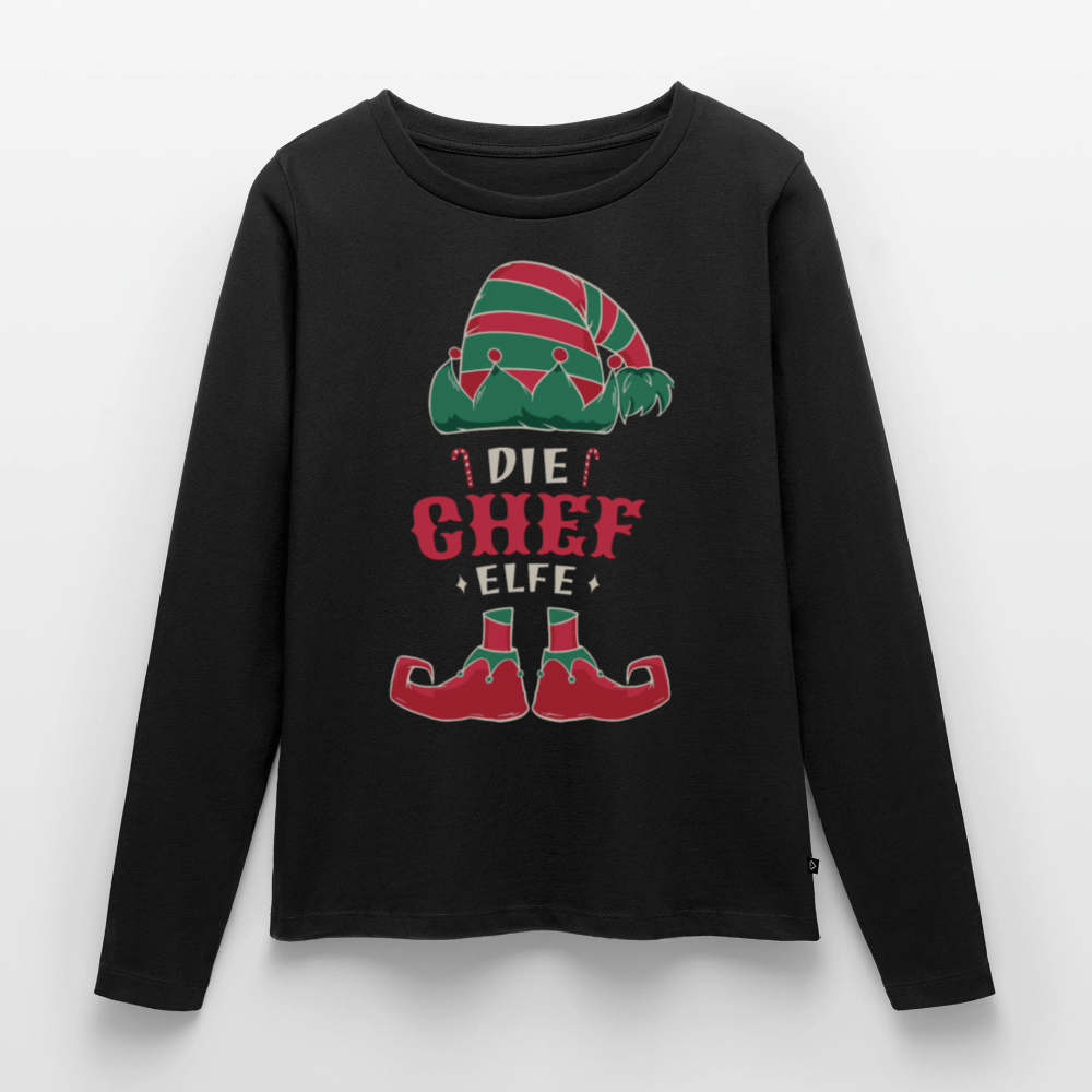Frauen Premium Langarmshirt "Chef Elfe" - Schwarz