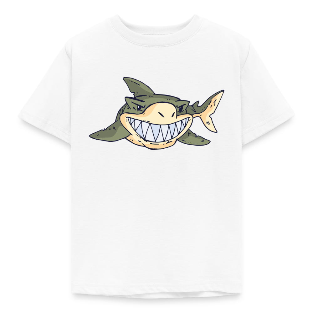 Kinder T-Shirt "Grüner Hai" - Weiß