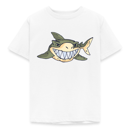 Kinder T-Shirt "Grüner Hai" - Weiß