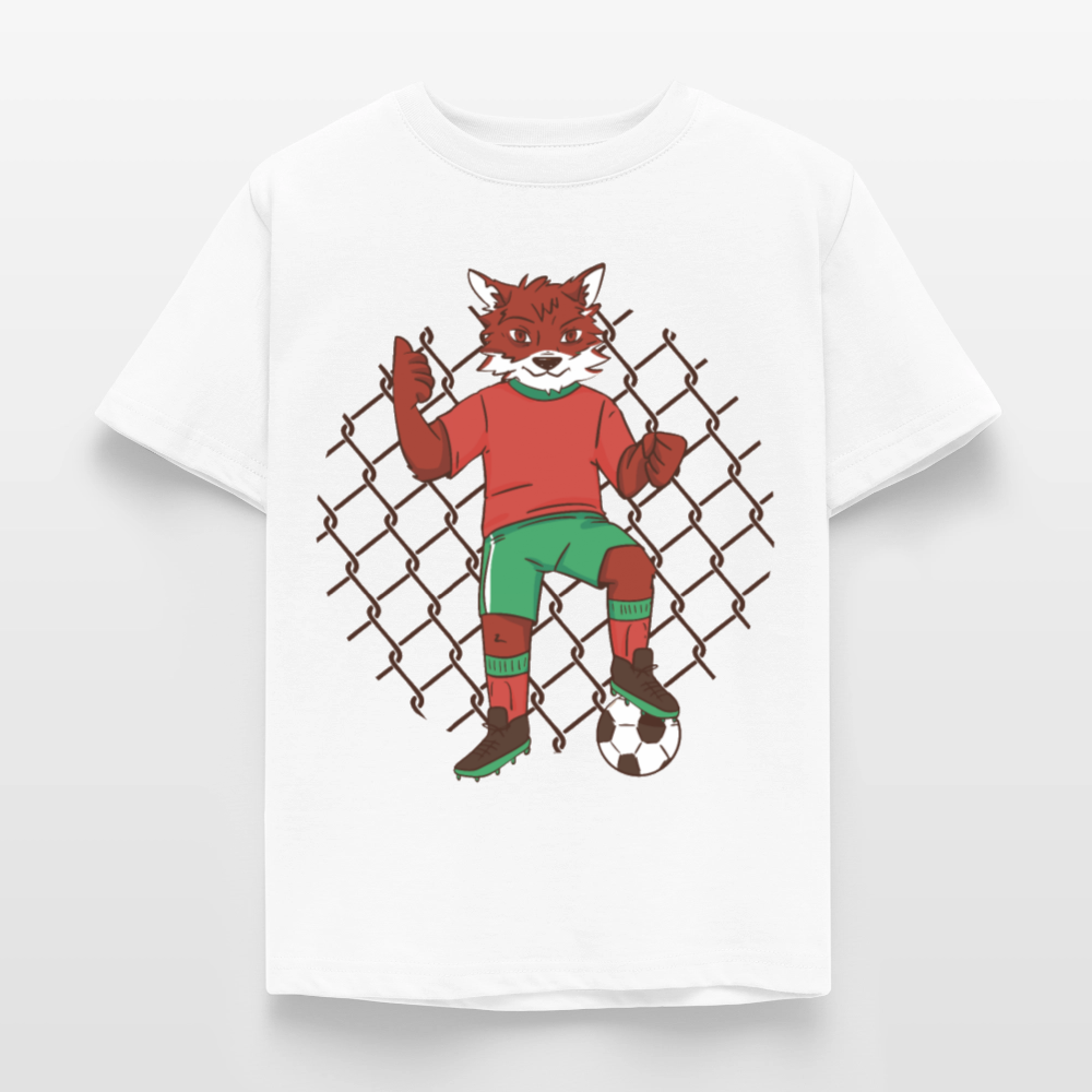 Kinder T-Shirt "Fuchs als Fußballer" - Weiß