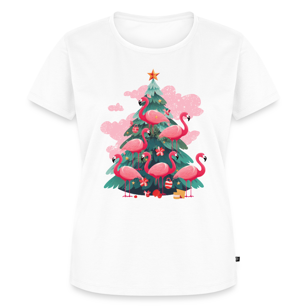 Frauen Bio T-Shirt "Flamingo Weihnachtsbaum" - Weiß