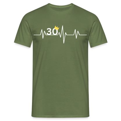 Männer T-Shirt "30 mit gelber Krone" - Militärgrün