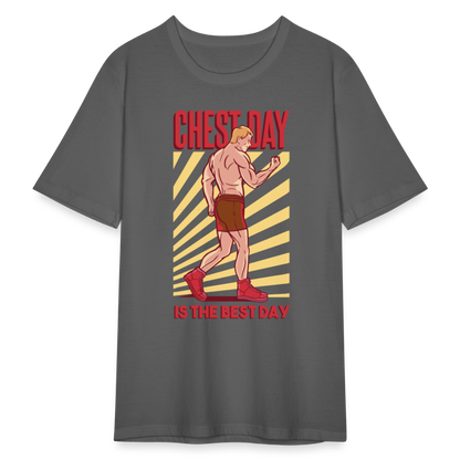 Männer Slim Fit T-Shirt "Chest day is the best day" - Graphite