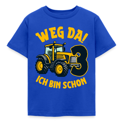 Kinder T-Shirt "Weg da! Ich bin schon 3" (Traktor-Motiv) - Royalblau