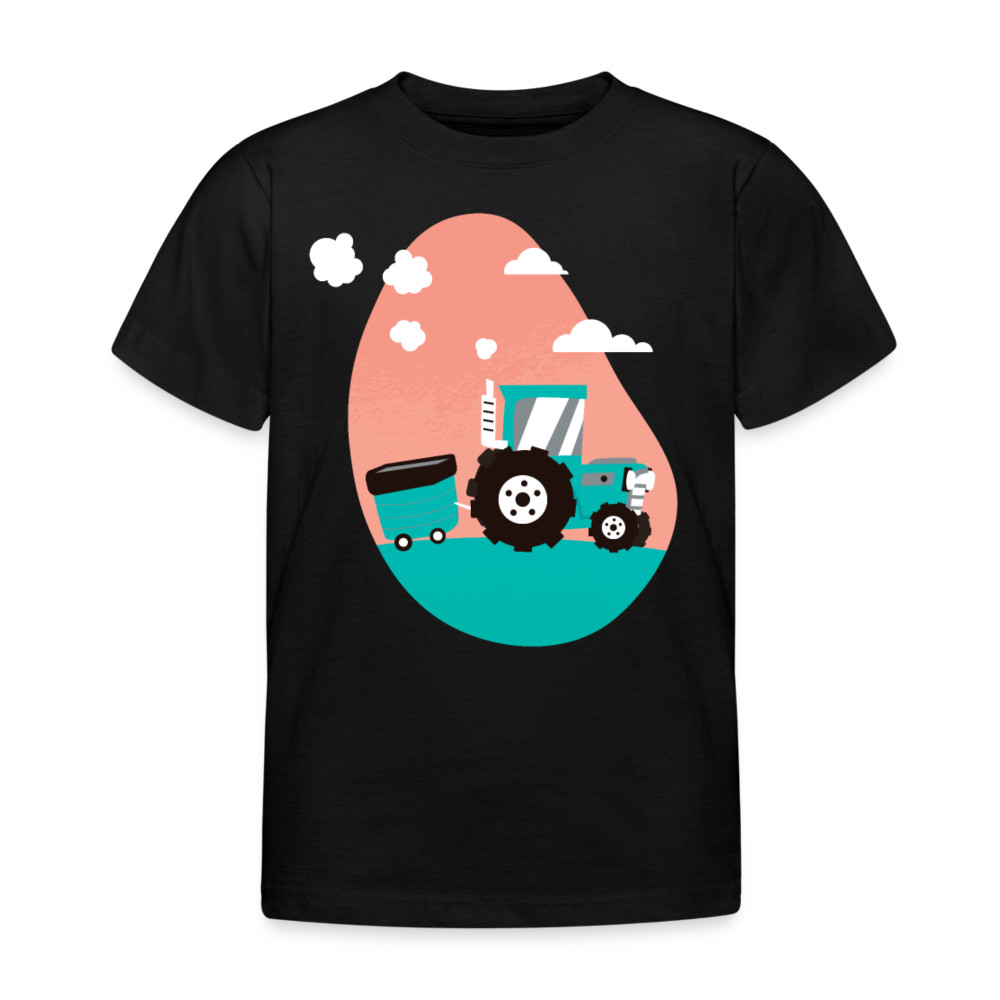 Kinder T-Shirt "Traktor auf der Farm" - Schwarz