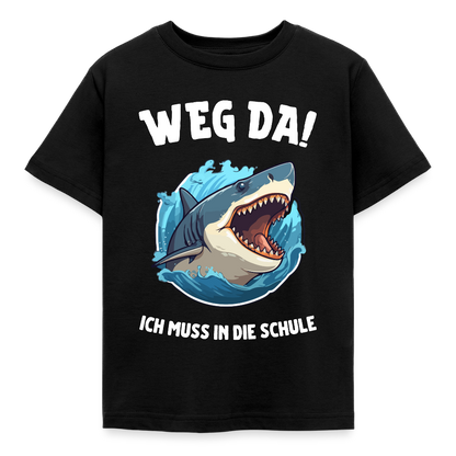 Kinder T-Shirt "Weg da! Ich muss in die Schule" (Haimotiv) - Schwarz