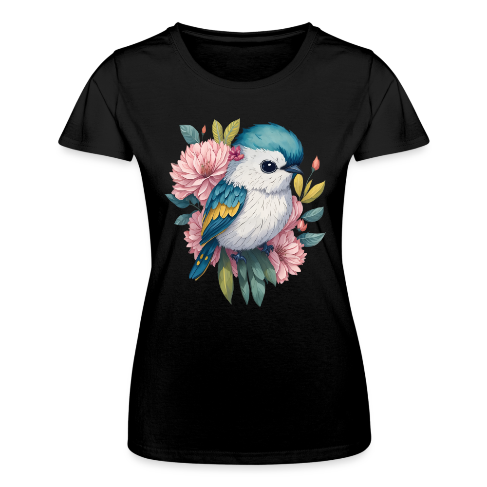 Frauen Bio-T-Shirt "Exotischer Vogel" - Schwarz