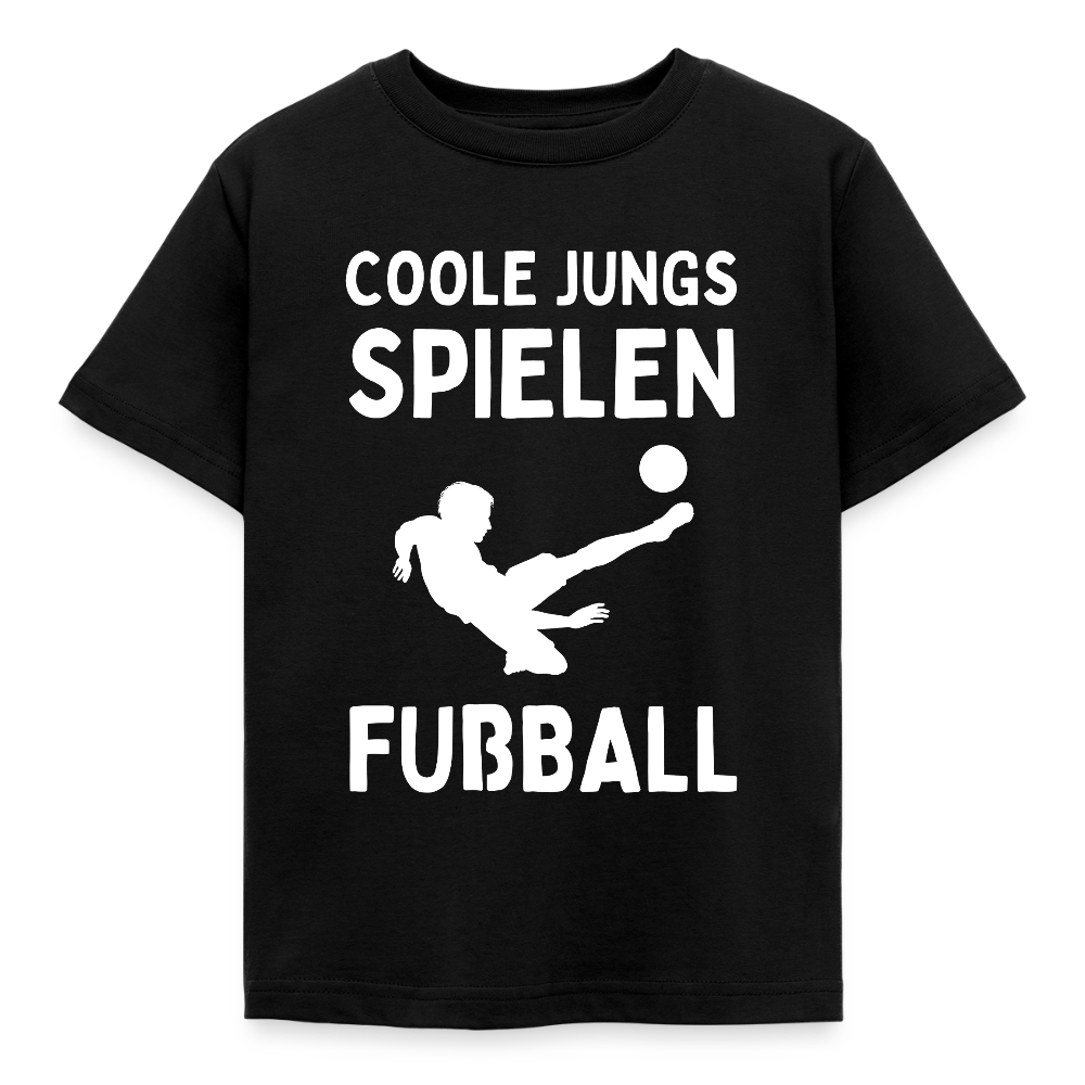 Kinder T-Shirt "Coole Jungs spielen Fußball" - Schwarz