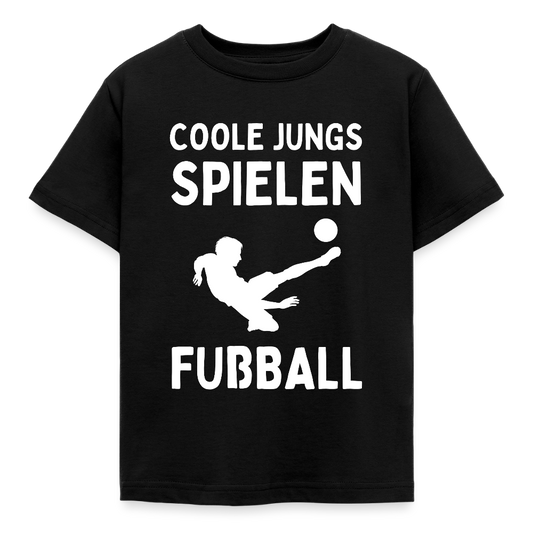 Kinder T-Shirt "Coole Jungs spielen Fußball" - Schwarz
