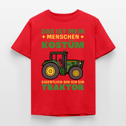 Kinder T-Shirt "Das ist mein Menschen Kostüm, eigentlich bin ich ein Traktor" - Rot