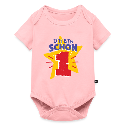 Baby Bio-Kurzarm-Body "Ich bin schon 1" (Sternen-Motiv) - Rosa