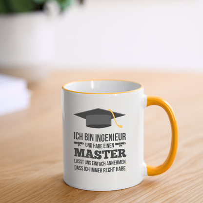 Tasse "Masterabschluss Ingenieur" - Weiß/Gelb