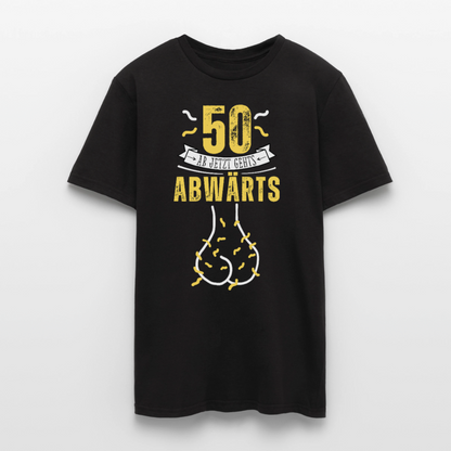 Männer T-Shirt "50 ab jetzt gehts abwärts" - Schwarz