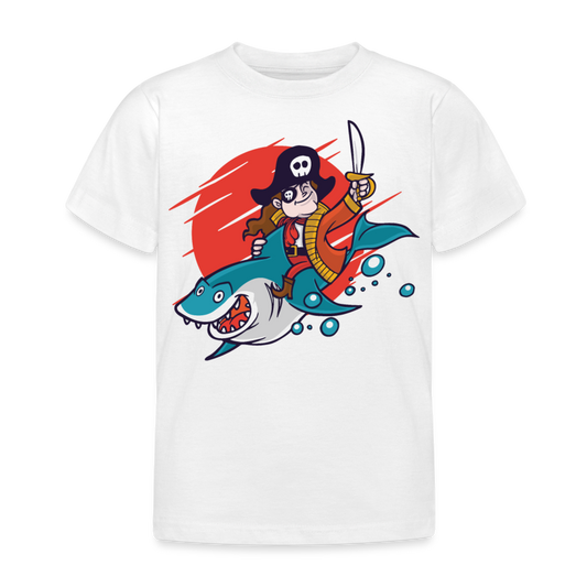 Kinder T-Shirt "Pirat mit Haifisch" - Weiß