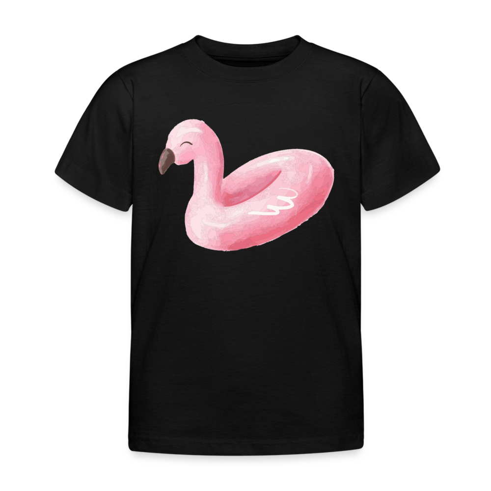 Kinder T-Shirt "Flamingo-Wasserreifen" - Schwarz