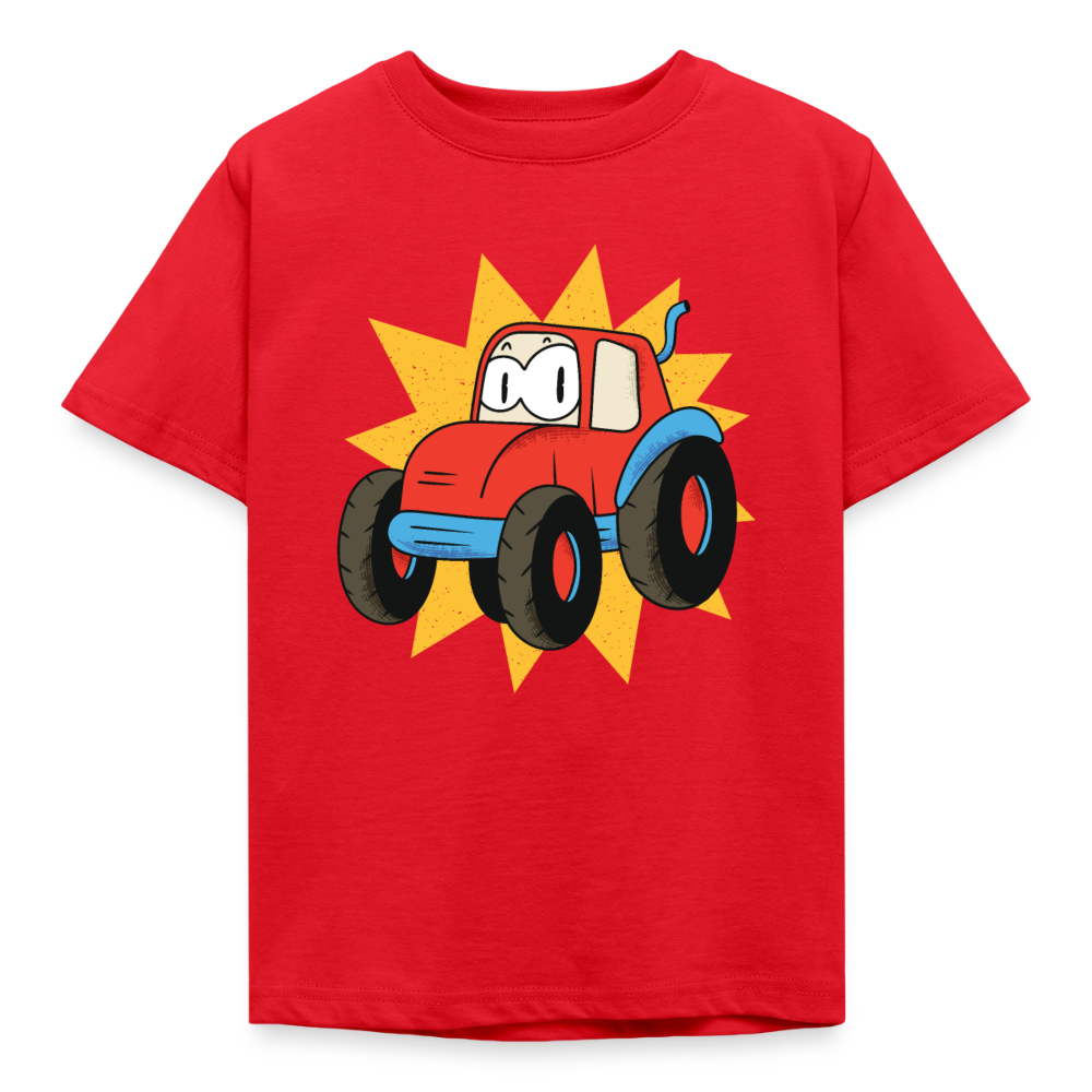 Kinder T-Shirt "Traktor im Cartoon-Stil" - Rot
