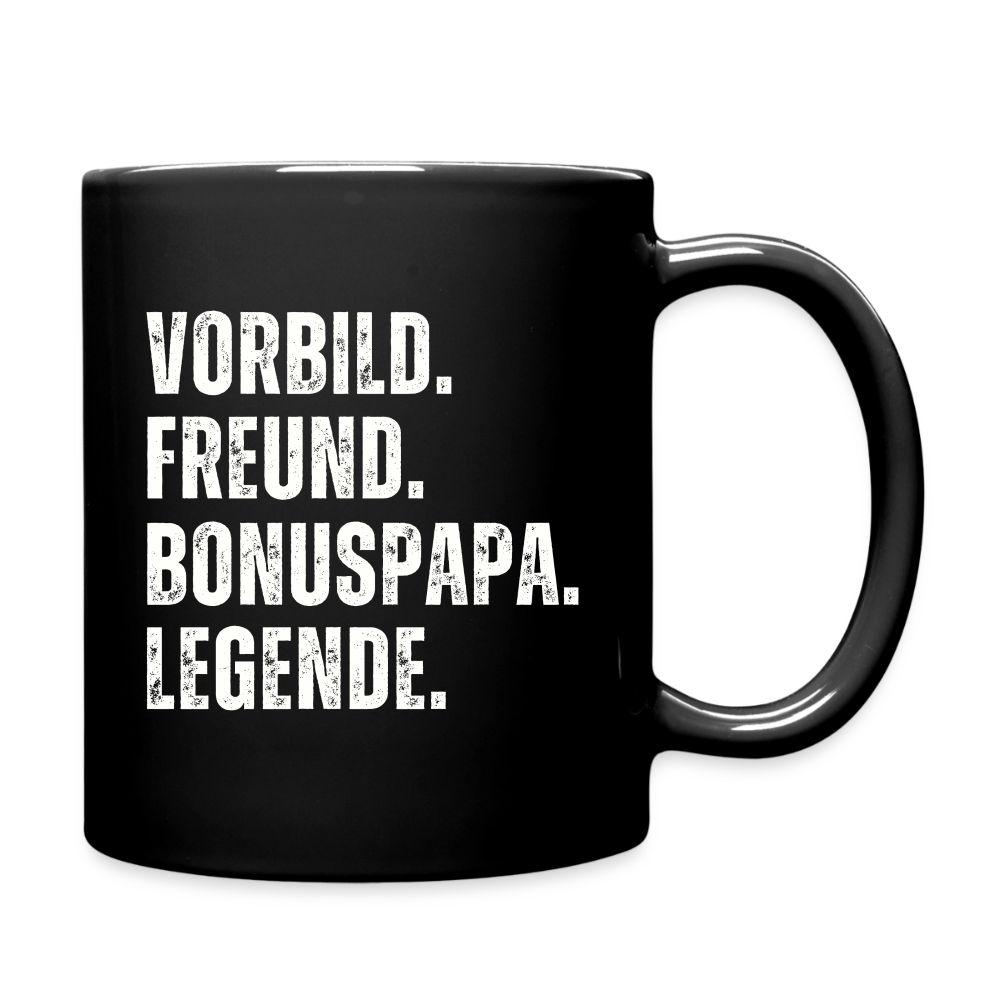 Tasse "Vorbild, Freund, Bonuspapa, Legende" - Schwarz