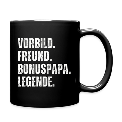 Tasse "Vorbild, Freund, Bonuspapa, Legende" - Schwarz