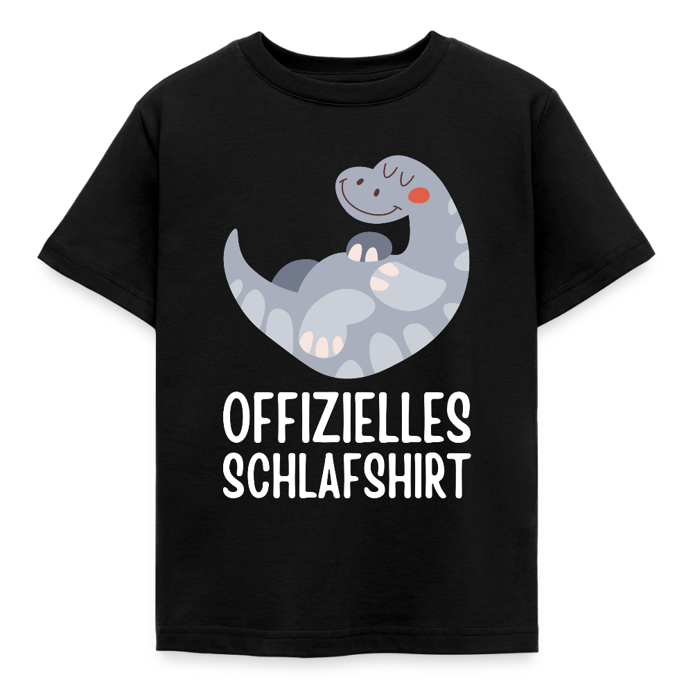 Kinder T-Shirt "Offizielles Schlafshirt" (Dinosaurier) - Schwarz