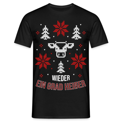 Männer T-Shirt "Wieder ein Grad heißer" (Weihnachtsmotiv) - Schwarz