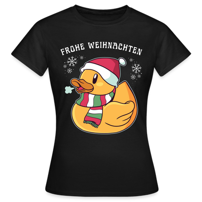 Frauen T-Shirt "Frohe Weihnachten" (Weihnachts-Ente) - Schwarz