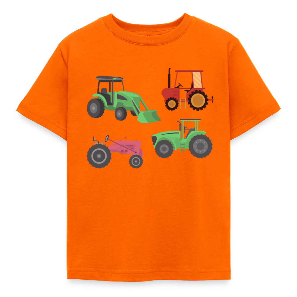 Kinder T-Shirt "4 Traktoren" - Orange