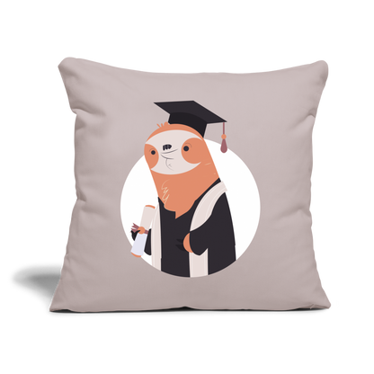 Sofakissen mit Füllung "Lustiges Faultier mit Abschluss" - helles Taupe