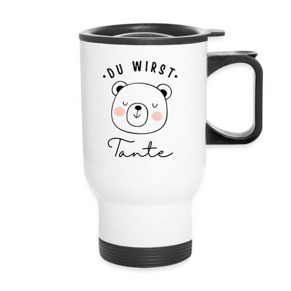 Thermobecher "Du wirst Tante" (Teddybär-Motiv) - Weiß