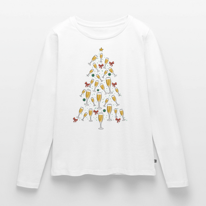 Bio-Langarmshirt "Sektgläser Weihnachtsbaum" - Weiß