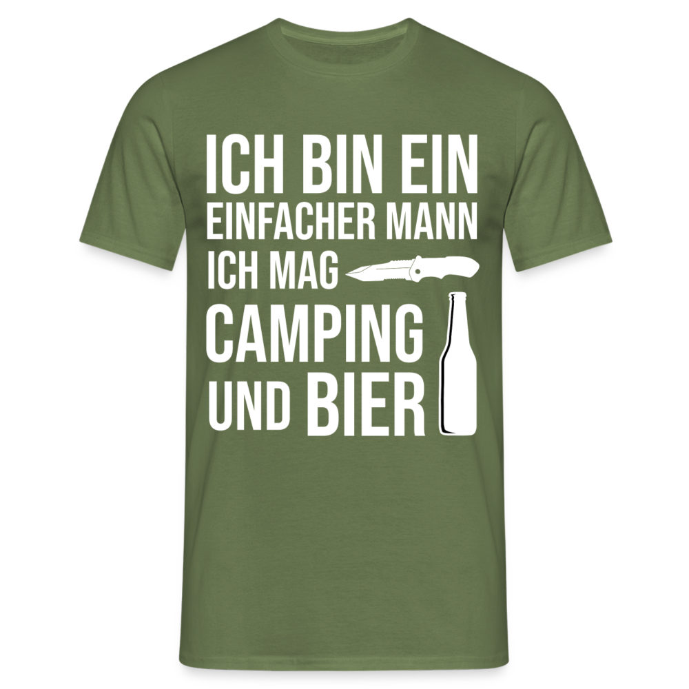 Männer T-Shirt "Ich bin ein einfacher Mann - Ich mag Camping und Bier" - Militärgrün