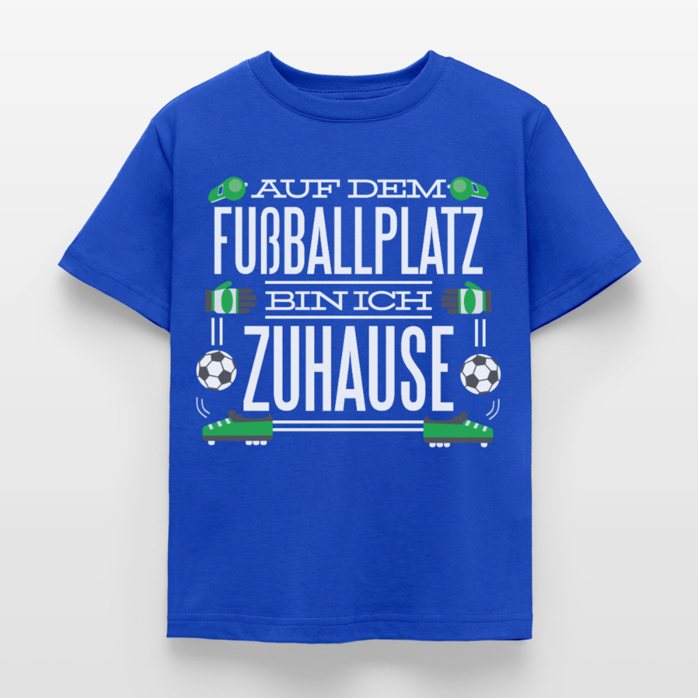 Kinder T-Shirt "Auf dem Fußballplatz bin ich Zuhause" - Royalblau