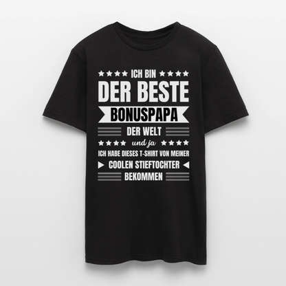 Männer T-Shirt "Ich bin der beste Bonuspapa" (von cooler Stieftochter) - Schwarz